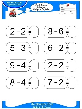 Çocuklar İçin toplam işlemi yaprak testleri 
